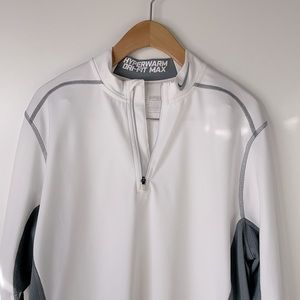 Nike Pro Combat Dri-Fit Max White/Gray Fitted Quarter Zip in Size L. Beautiful.